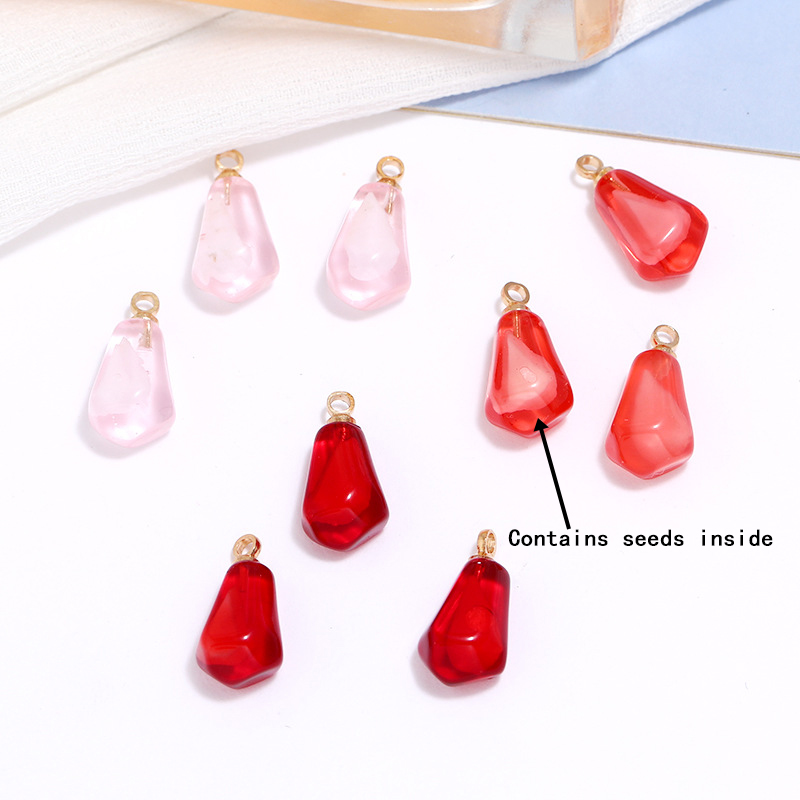 Resin Craft Projects - 10pcs Liontin Resin Biji Delima, Aksesoris