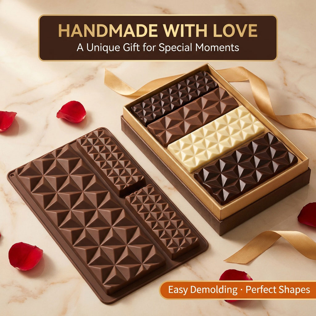Silicone Mold Tray - Cetakan Cokelat Silikon 2-in-1, Loyang Persegi