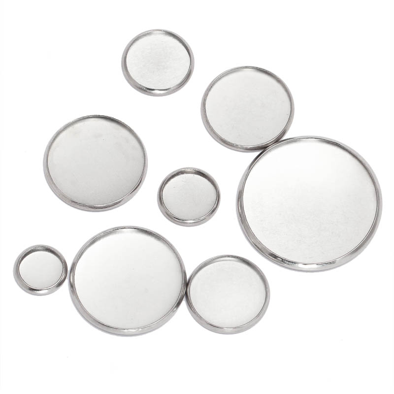Bezels Set Pendant - 20 Pcs Stainless Steel Round Pengaturan