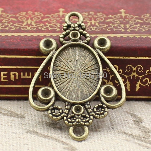 Bezels Set Pendant - 50 pcs/lot Paduan Perunggu Tone Cameo/Glass/Cabochon