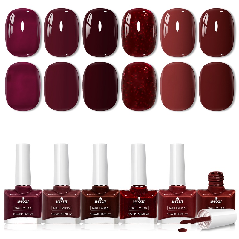 6pcs/set 15ml Botol Kaca Merah - Resin Glitter Pack ulasan dan harga