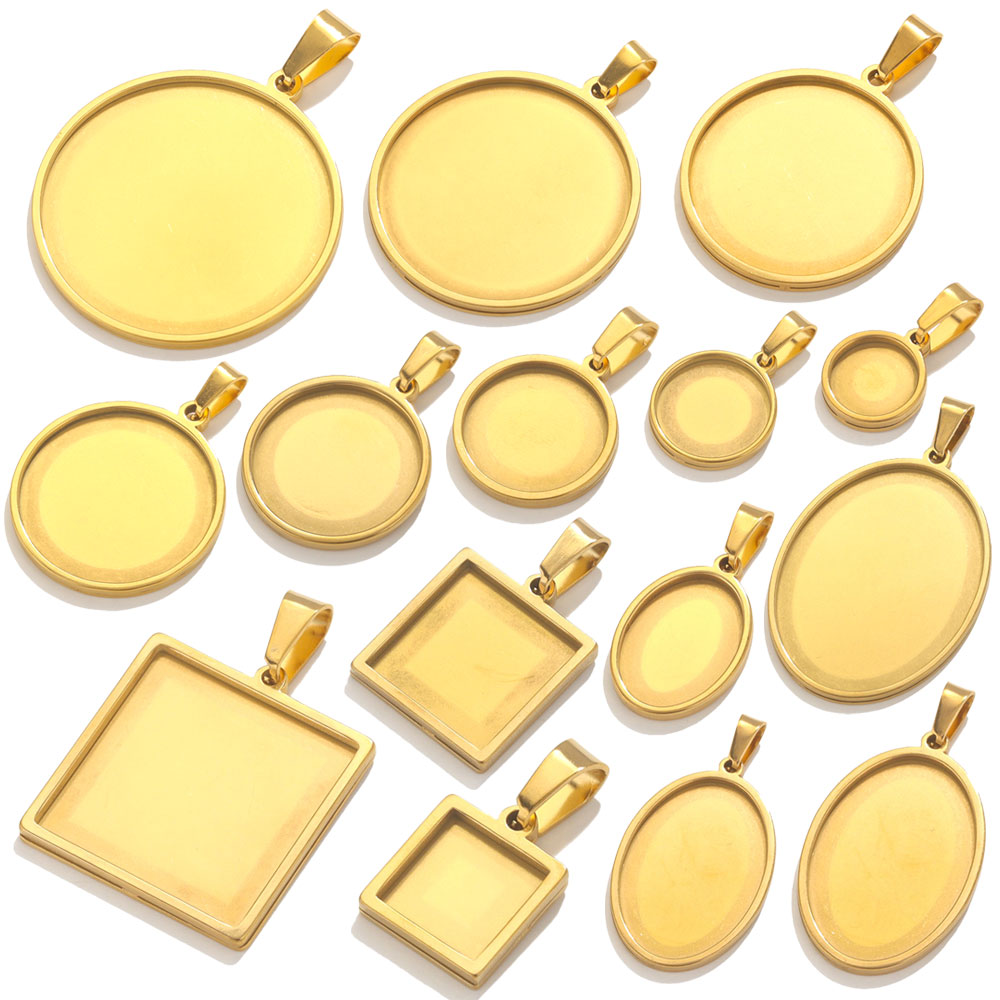 5 buah liontin baja tahan kara - Bezels Set Pendant ulasan dan harga
