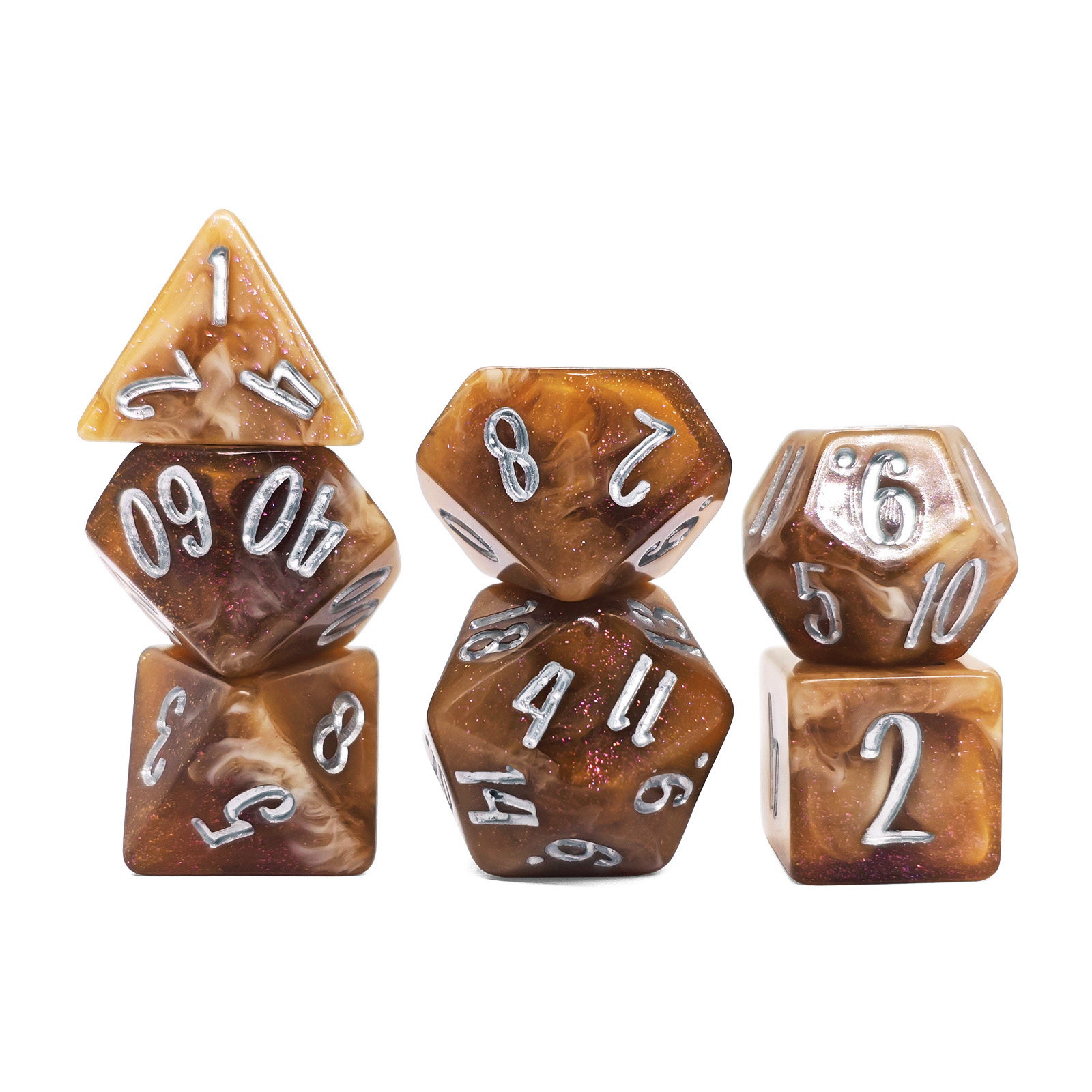 7 Buah Set Dadu DND Polihedral - Resin Glitter Pack ulasan dan harga