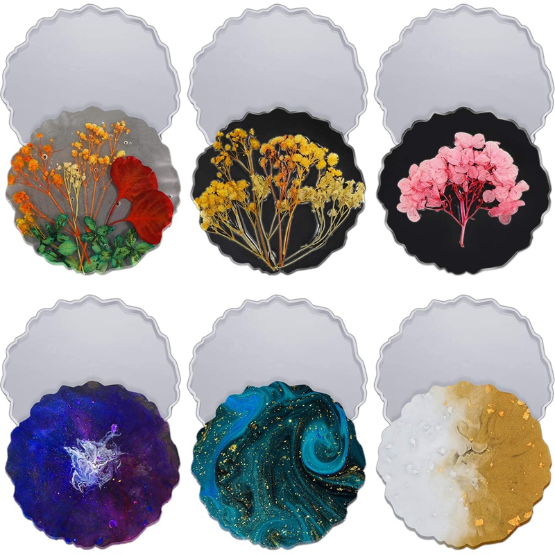 6 Buah Cetakan Coaster Resin B - Geode Mold Silicone ulasan dan harga