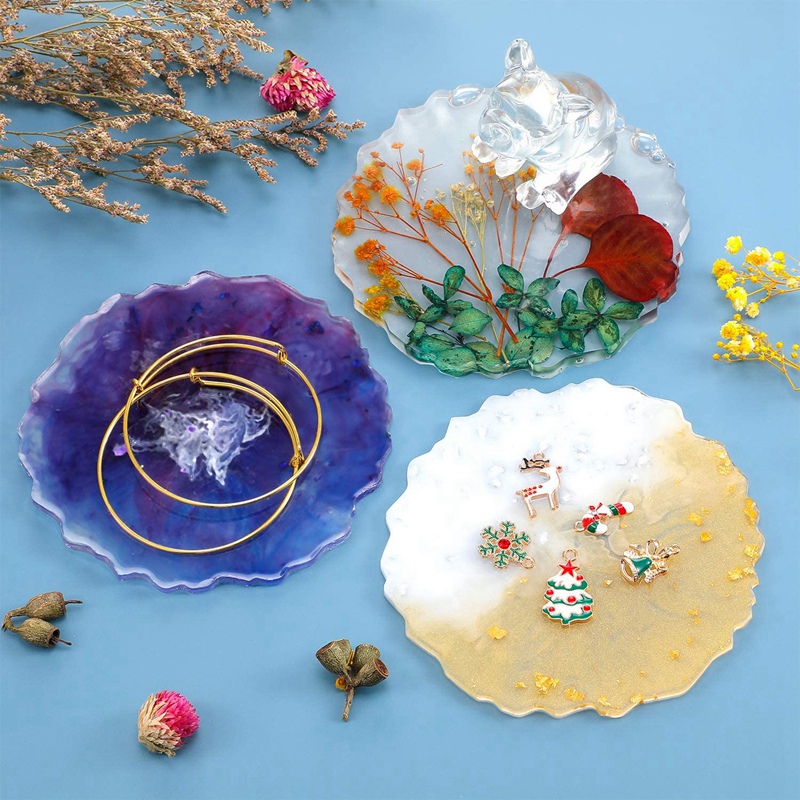 6 Buah Cetakan Coaster Resin B - Geode Mold Silicone ulasan dan harga