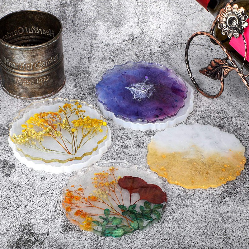 6 Buah Cetakan Coaster Resin B - Geode Mold Silicone ulasan dan harga